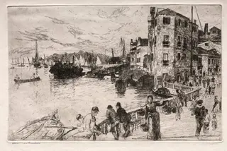 Etchings of Venice: Castello Quarters, Riva, by Otto H. Bacher