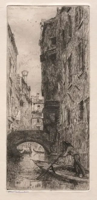 Etchings of Venice: Ponte del Pistor, Venice, by Otto H. Bacher, 1880
