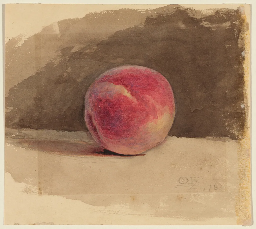 A Peach, by Otto Heinigke, watercolor, 1878