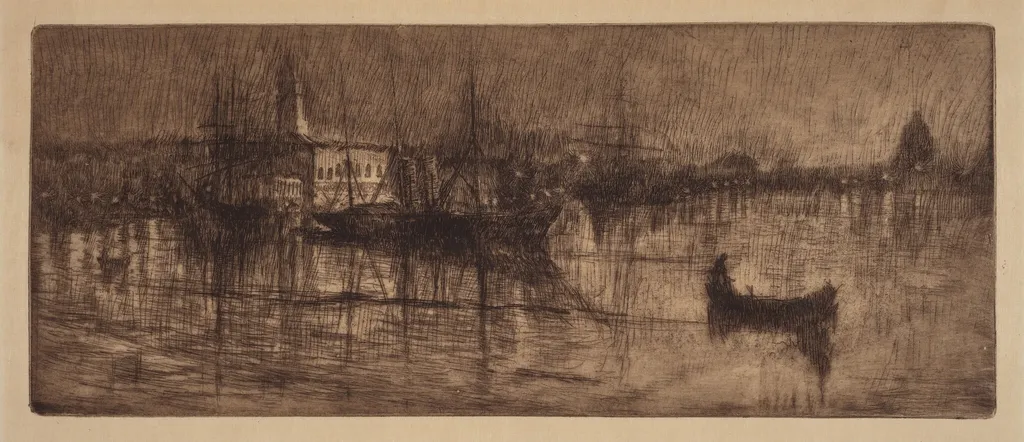 A Wet Evening in Venice, by Otto Henry Bacher, ink, 1880