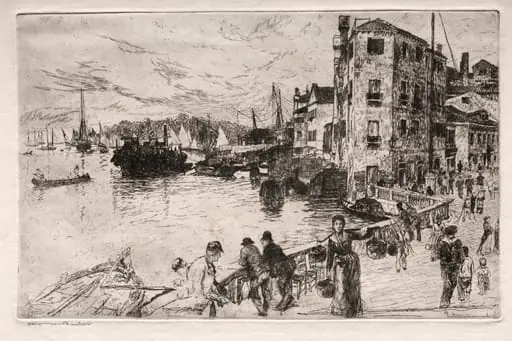 Etchings of Venice: Castello Quarters, Riva, by Otto Henry Bacher