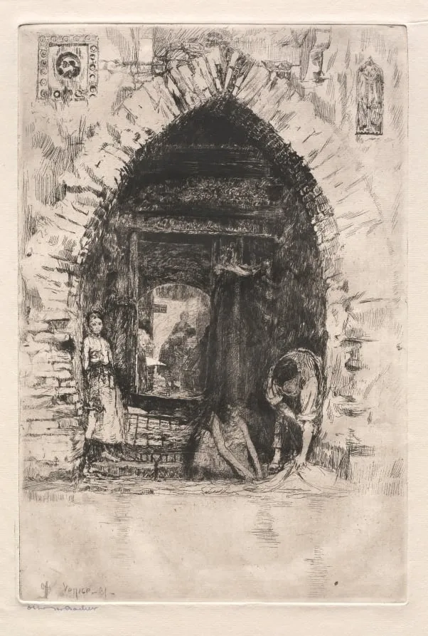 Etchings of Venice: Laundry, by Otto Henry Bacher, 1881