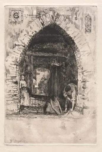 Etchings of Venice: Laundry, by Otto Henry Bacher