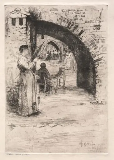 Etchings of Venice: Net Makers, by Otto Henry Bacher