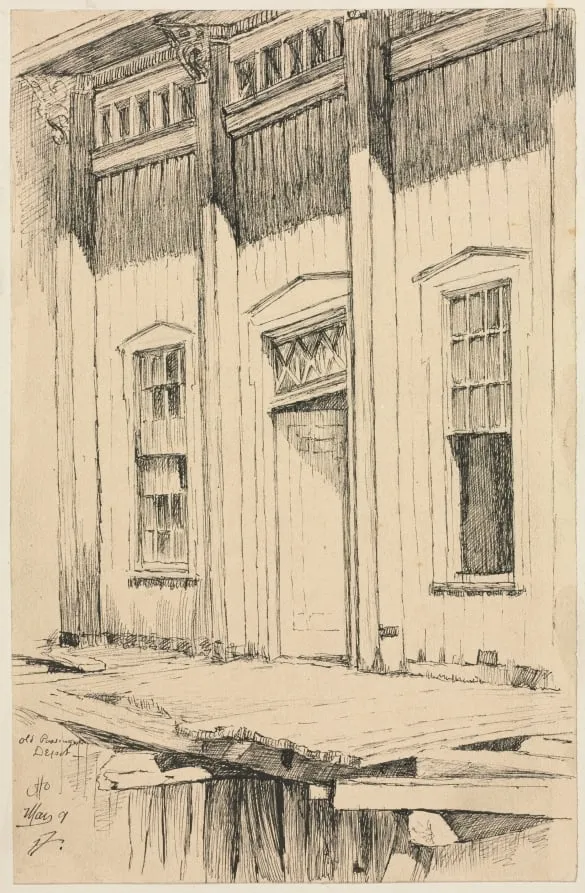 Old Passenger Depot, Cleveland, by Otto Henry Bacher, 1887