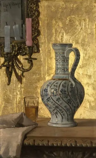 Pitcher and a Glass on a Table, by Otto Henry Bacher