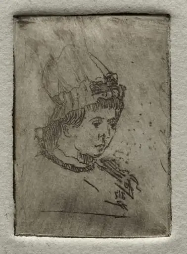 Small Head with Mob Cap, by Otto Henry Bacher