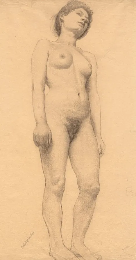 Standing Female Nude, by Otto Henry Bacher, 1878