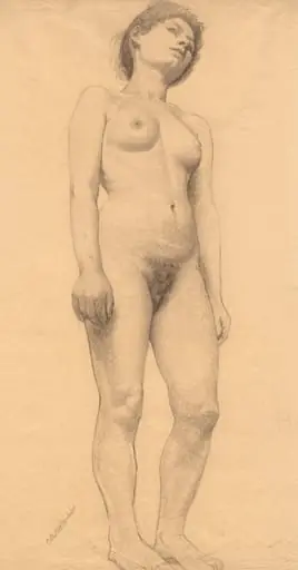 Standing Female Nude, by Otto Henry Bacher