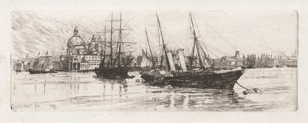 Two Boats, Venice, by Otto Henry Bacher, 1880