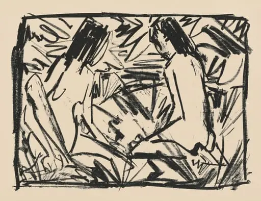 Badende (Bathers) from Deutsche Graphiker der Gegenwart (German Printmakers of Our Time), by Otto Mueller