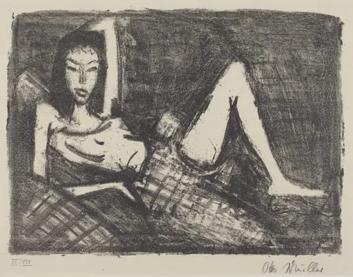 Girl on a Couch (Mädchen auf dem Kanapee), by Otto Mueller