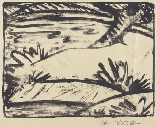 Landscape with Tree and Water (Landschaft mitBaum und Wasser), by Otto Mueller