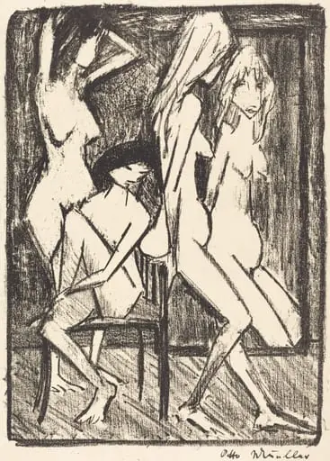 Three Girls in front of a Mirror (Drei Madchen vor dem Speigel), by Otto Mueller