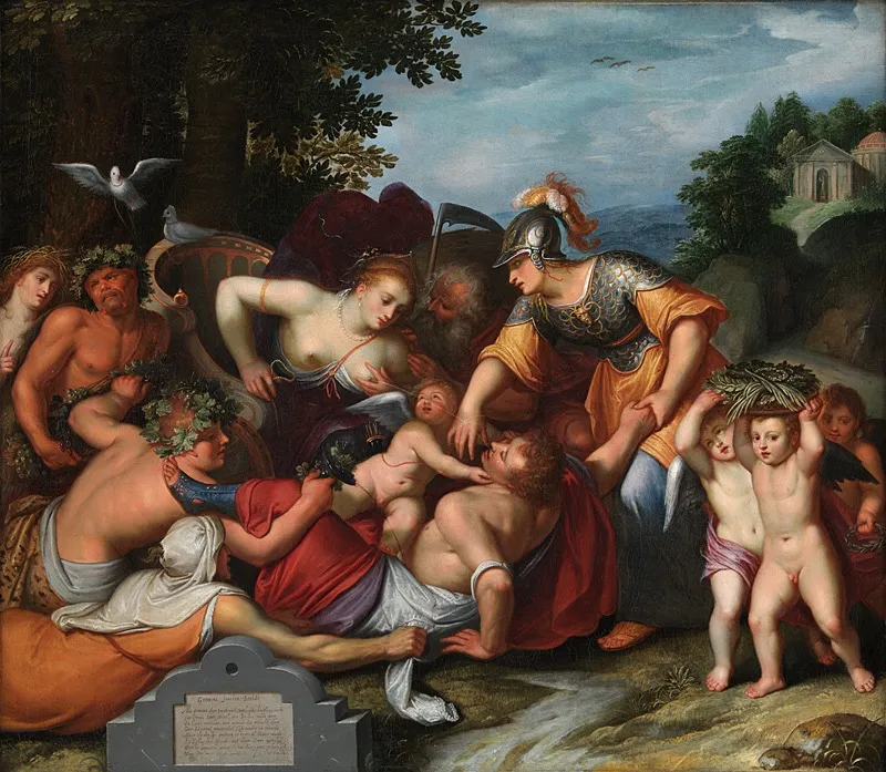 Gemeine Jeuchts Beeldt. Allegori på ungdommens fristelser, by Otto van Veen, oil, 1602