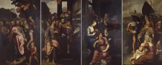 Zijluiken van het altaarstuk van de meerseniers, by Otto van Veen, 1602