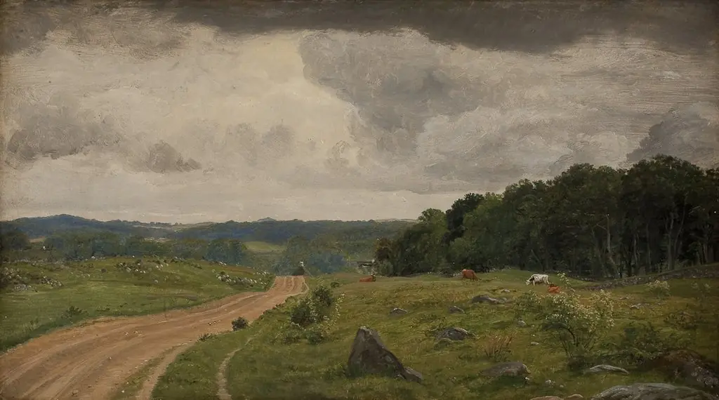 Landscape at Kongens Møller, Sealand. Afternoon Light, by P. C. Skovgaard