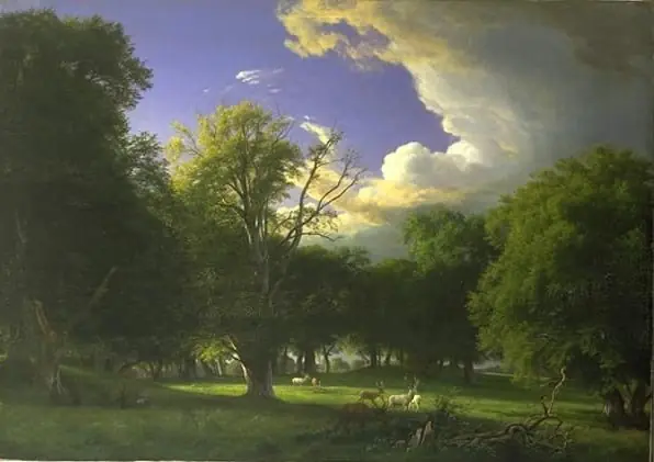 Summer Afternoon with a Passing Shower. The Deer Park in Jægersborg North of Copenhagen, by P. C. Skovgaard