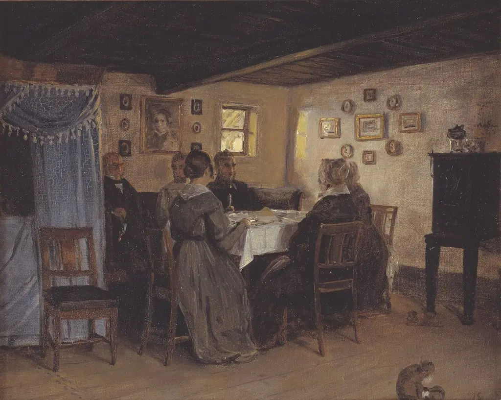 The Artist's Friends and Family Seated Round a Table. Vejby, North Zealand, by P. C. Skovgaard