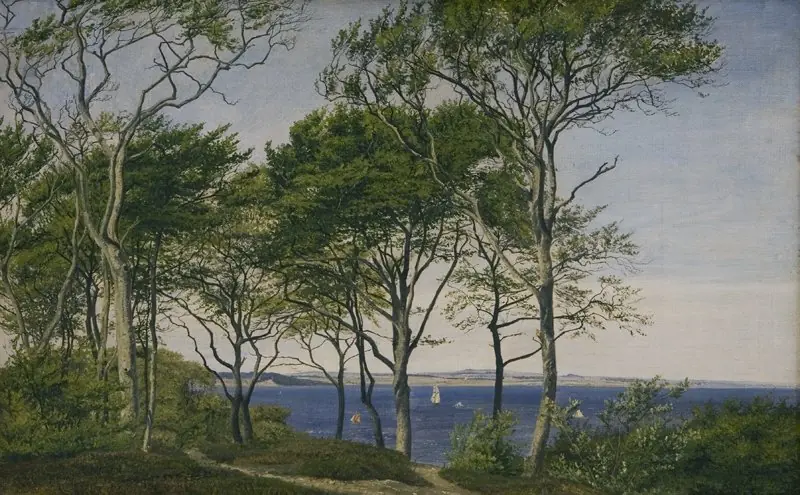 View Through Beech Trees Across a Fiord, by P. C. Skovgaard