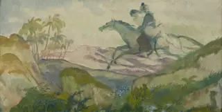 Paar rücklings auf Pferd, by Karl Walser