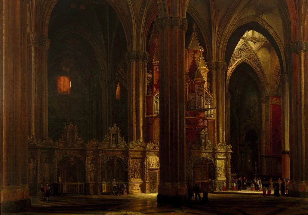 Vista del interior de la seo de Zaragoza, by Pablo Gonzalvo, oil, 1888