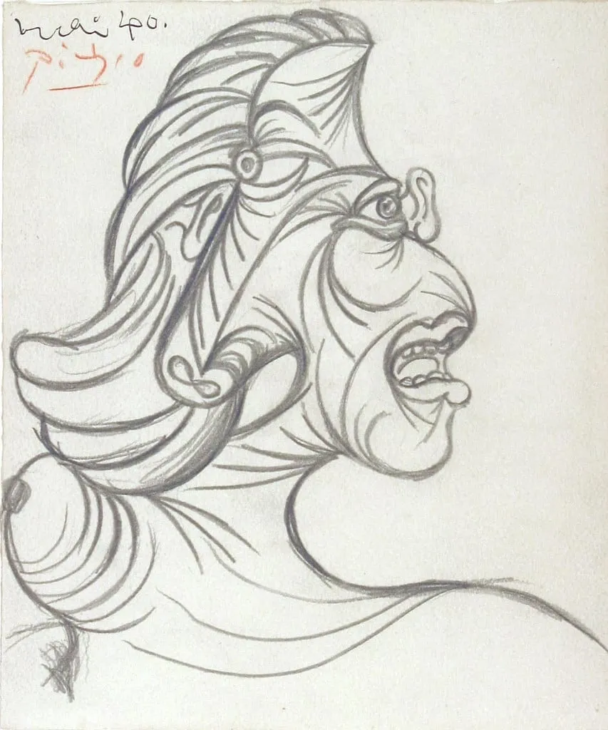 Untitled, by Pablo Picasso, graphite, 1940
