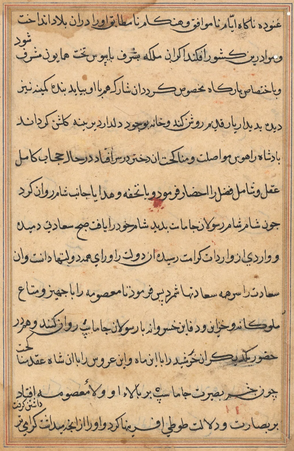 Page from Tales of a Parrot (Tuti-nama): text page, unspecified, 1560