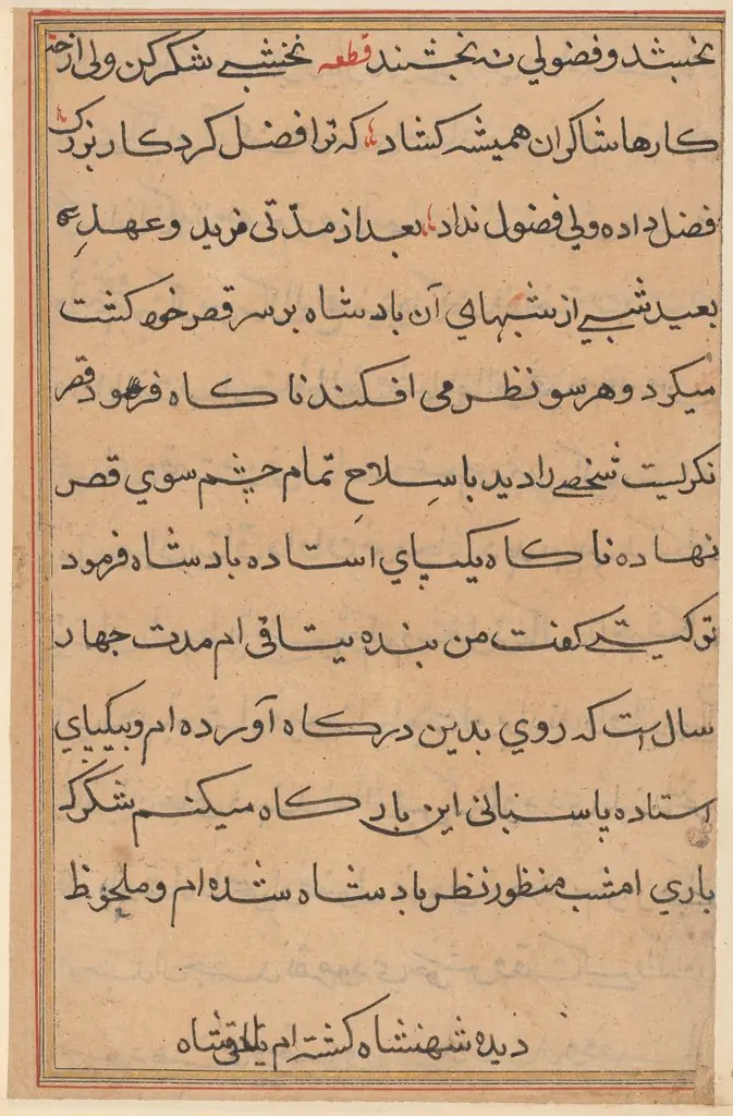 Page from Tales of a Parrot (Tuti-nama): text page