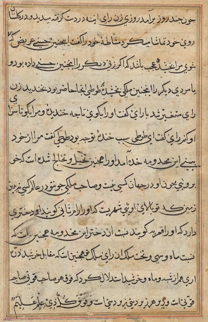 Page from Tales of a Parrot (Tuti-nama): text page
