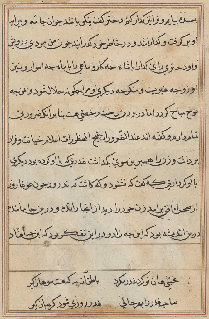 Page from Tales of a Parrot (Tuti-nama): text page