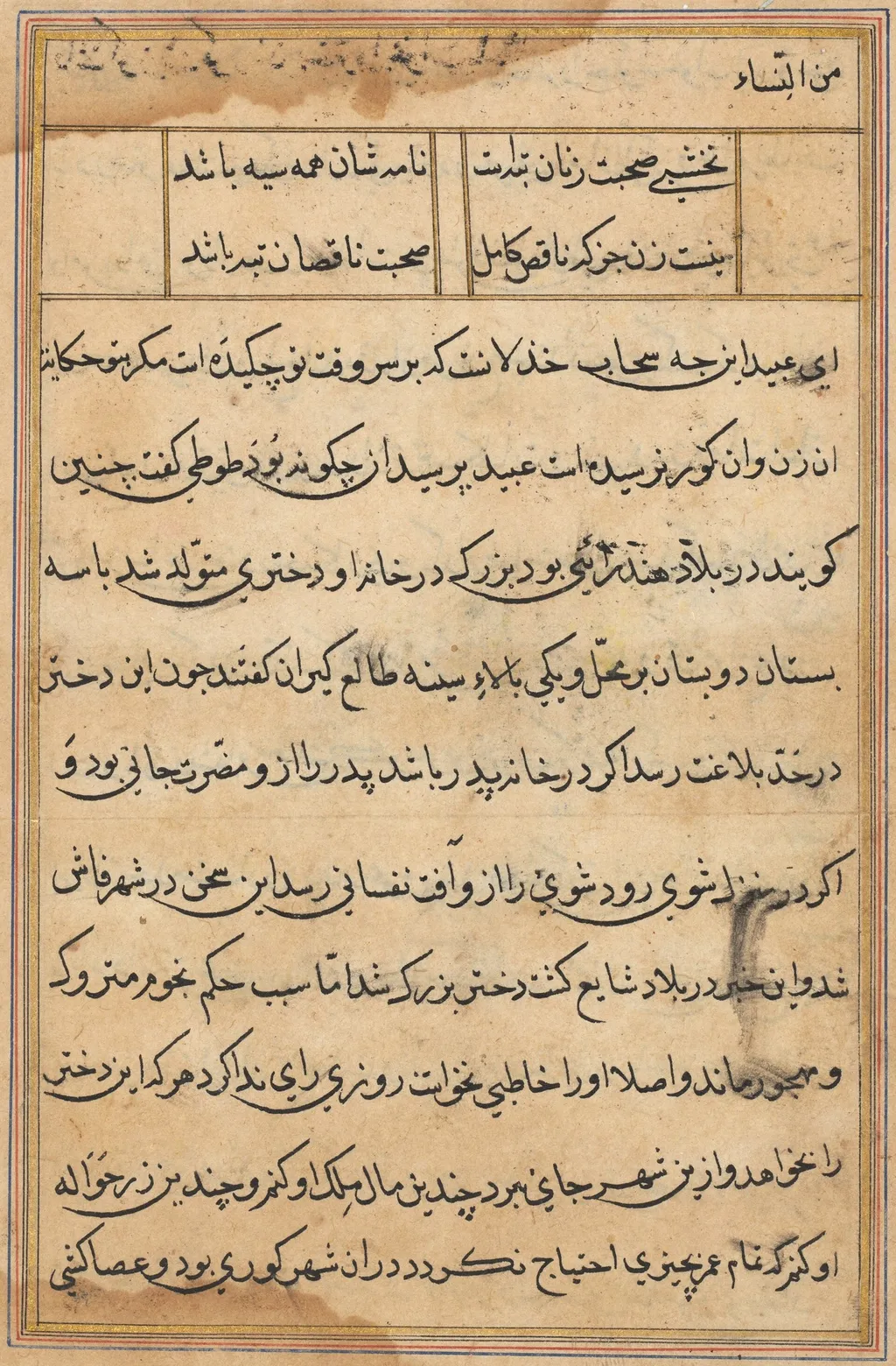 Page from Tales of a Parrot (Tuti-nama): text page, unspecified, 1560