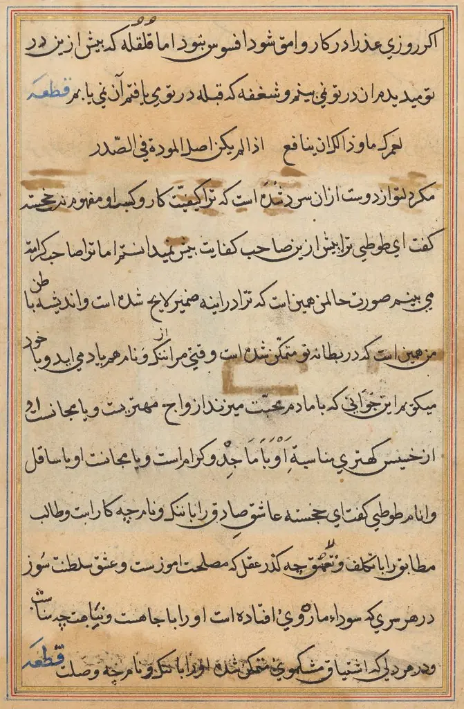 Page from Tales of a Parrot (Tuti-nama): text page