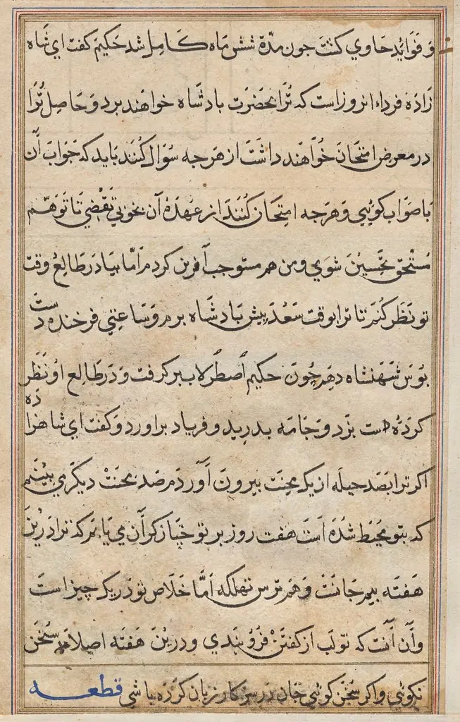 Page from Tales of a Parrot (Tuti-nama): text page