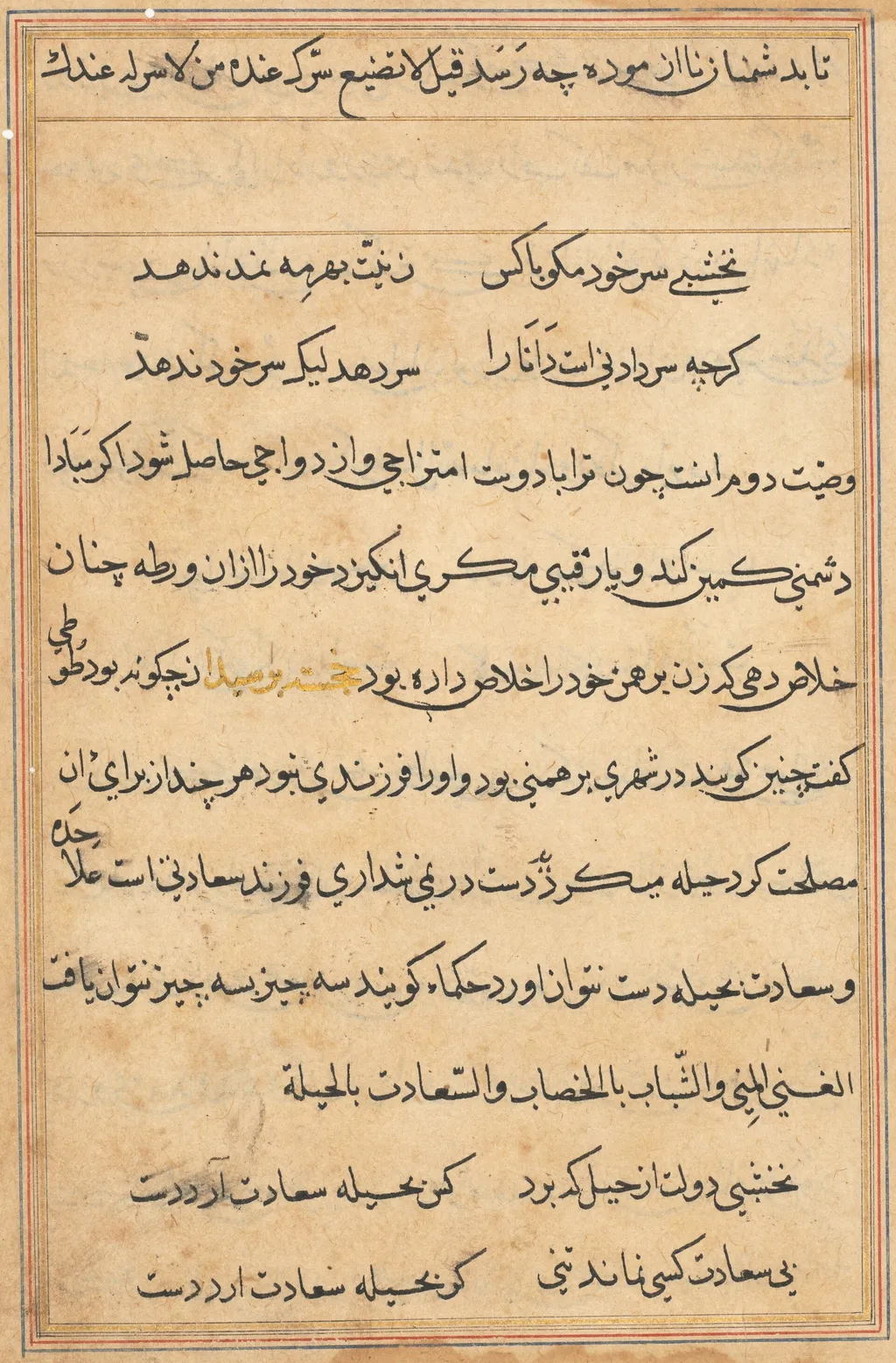 Page from Tales of a Parrot (Tuti-nama): text page, unspecified, 1560