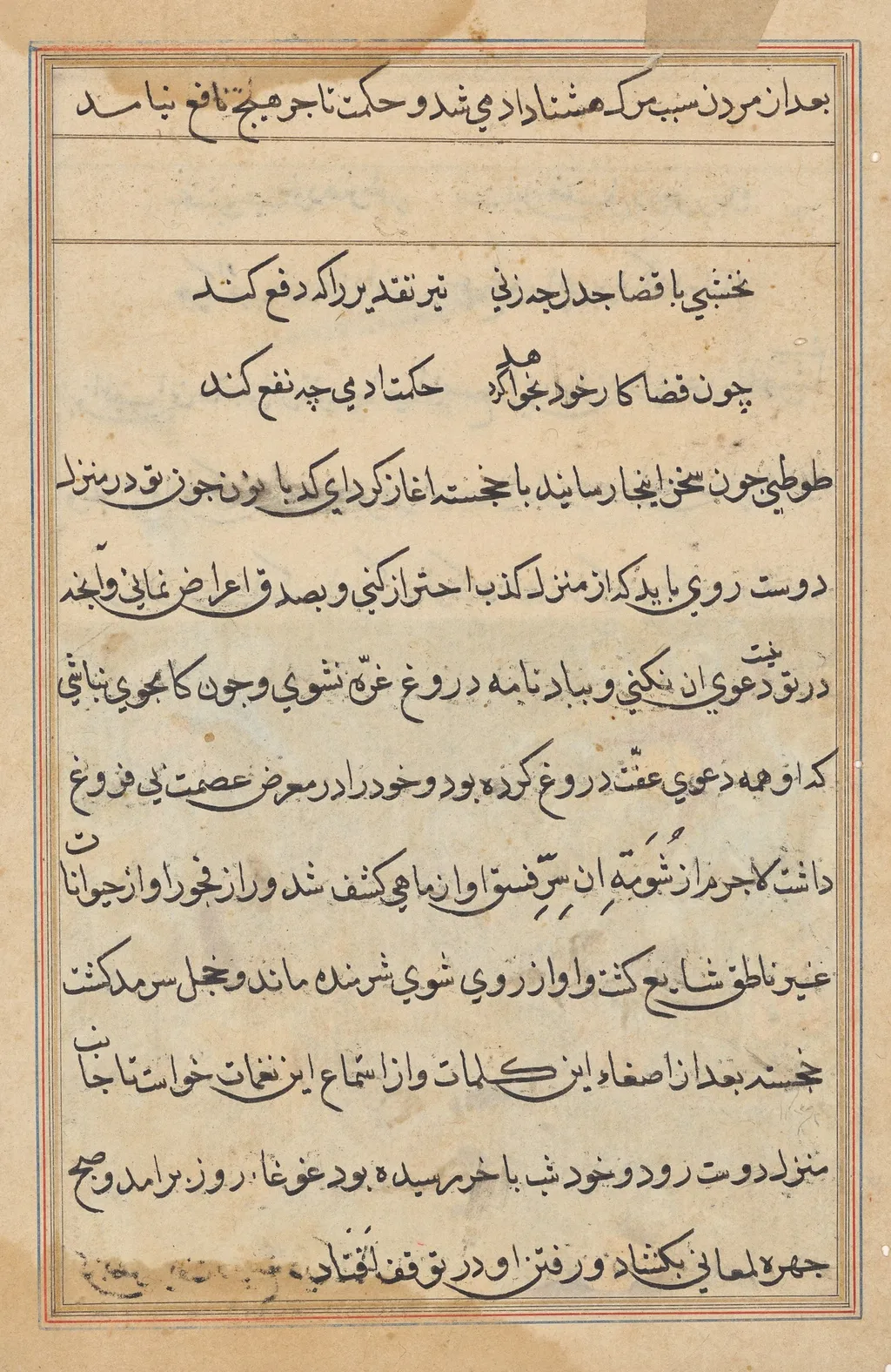 Page from Tales of a Parrot (Tuti-nama): text page, unspecified, 1560