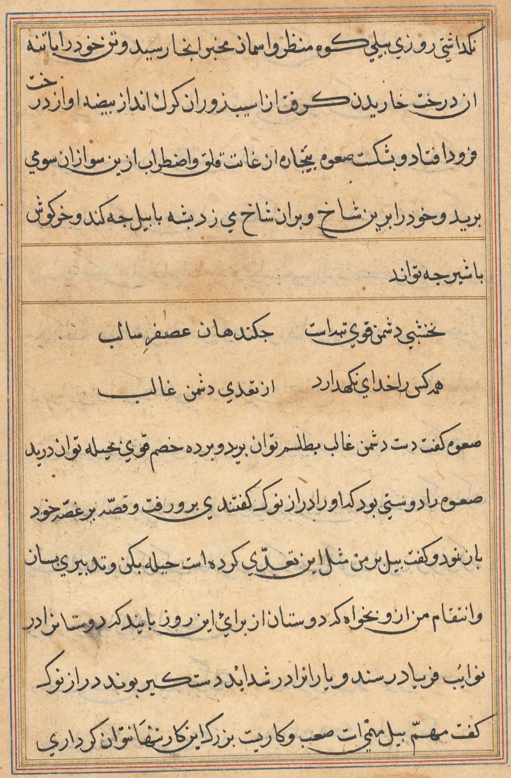 Page from Tales of a Parrot (Tuti-nama): text page, unspecified, 1560