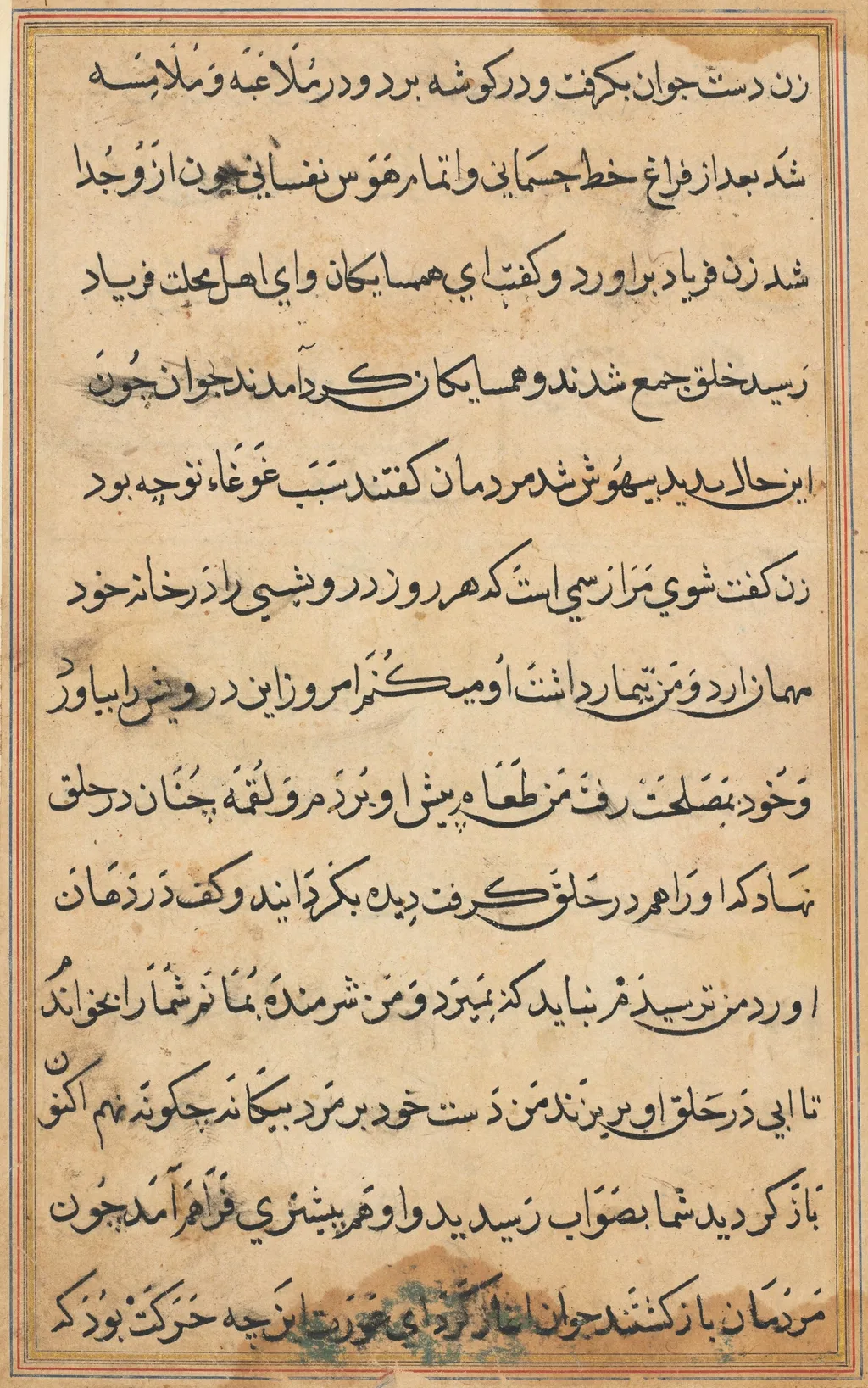 Page from Tales of a Parrot (Tuti-nama): text page, unspecified, 1560