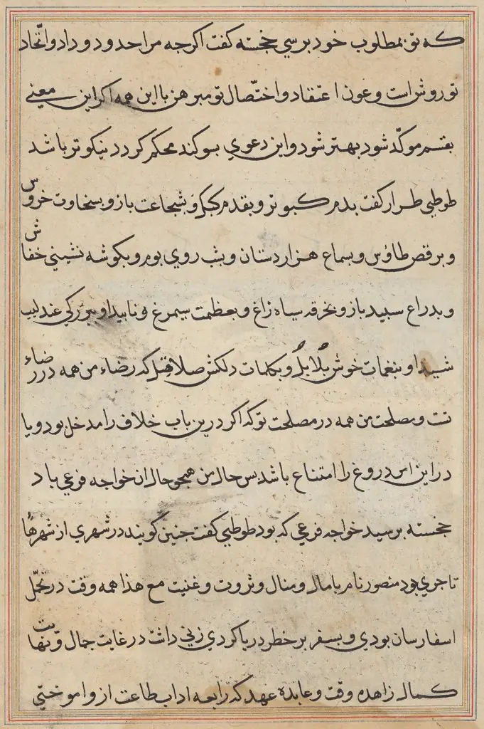 Page from Tales of a Parrot (Tuti-nama): text page