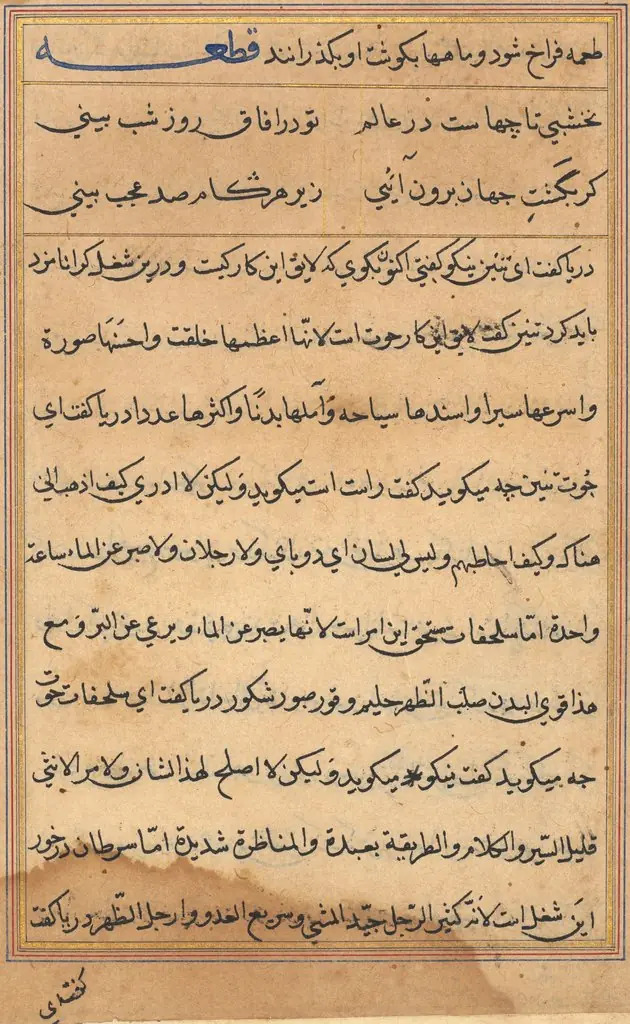Page from Tales of a Parrot (Tuti-nama): text page