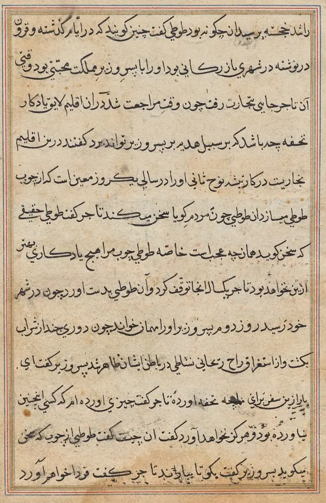 Page from Tales of a Parrot (Tuti-nama): text page