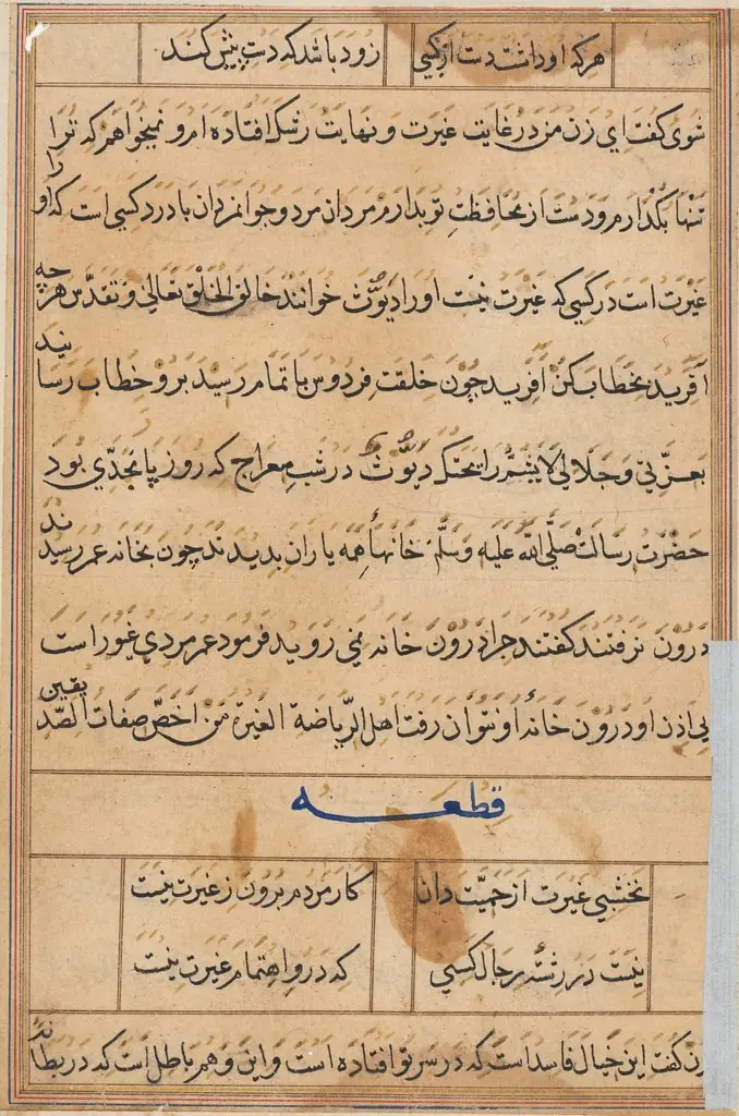 Page from Tales of a Parrot (Tuti-nama): text page, 1560
