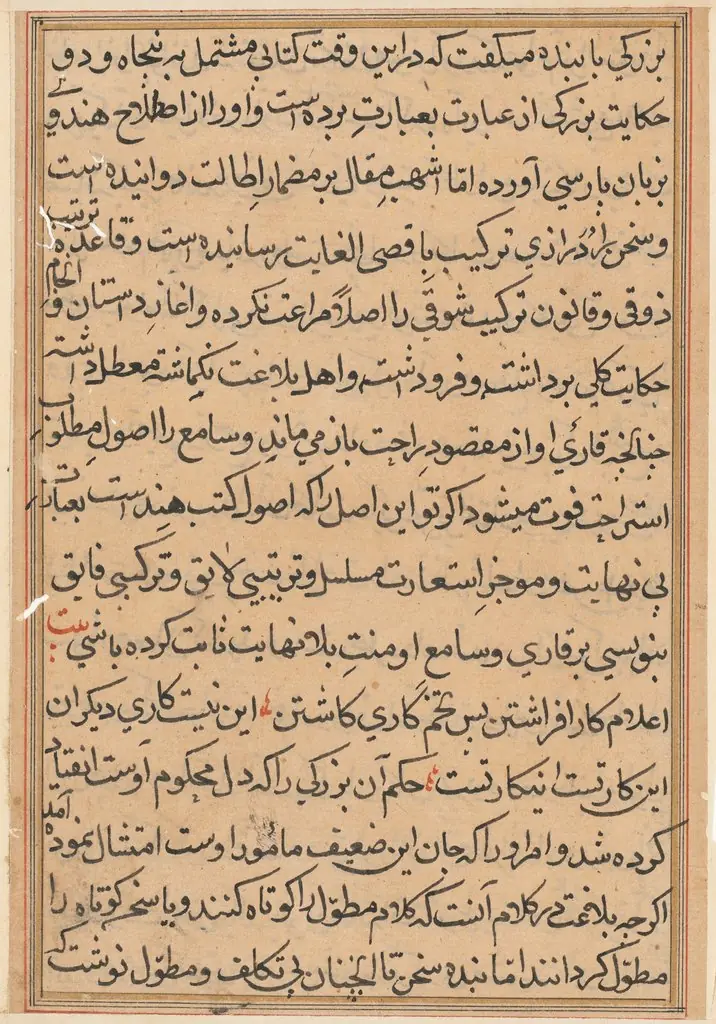 Page from Tales of a Parrot (Tuti-nama): text page