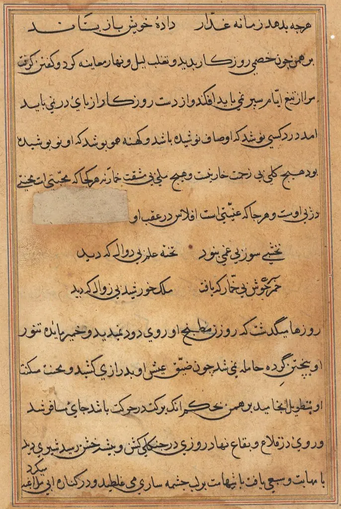 Page from Tales of a Parrot (Tuti-nama): text page, 1560