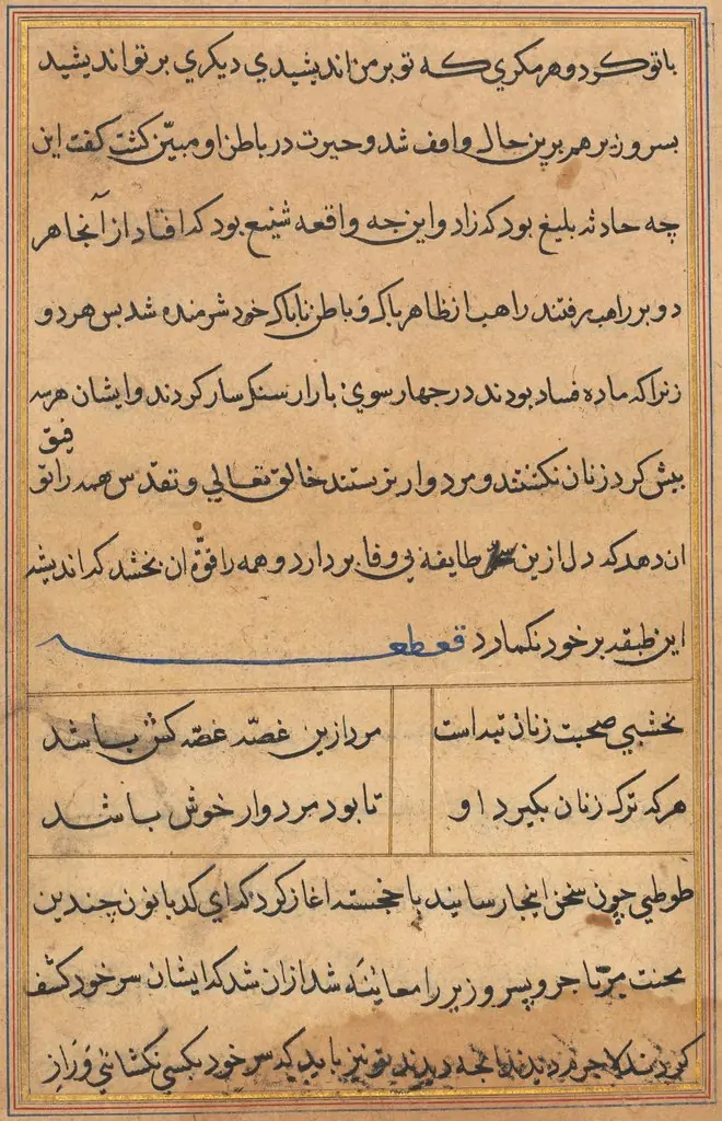 Page from Tales of a Parrot (Tuti-nama): text page