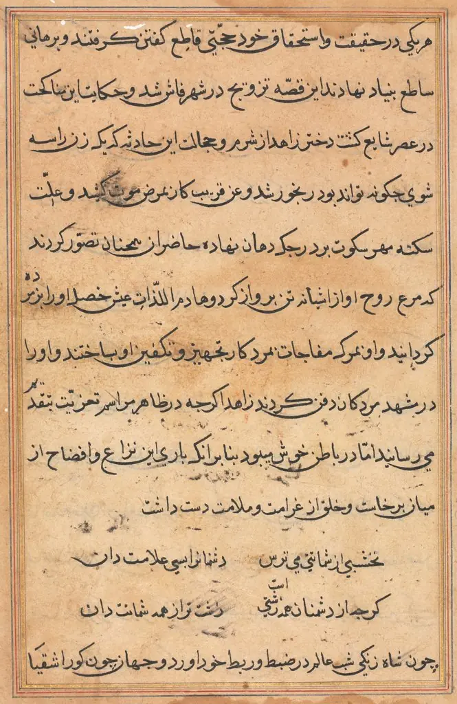 Page from Tales of a Parrot (Tuti-nama): text page