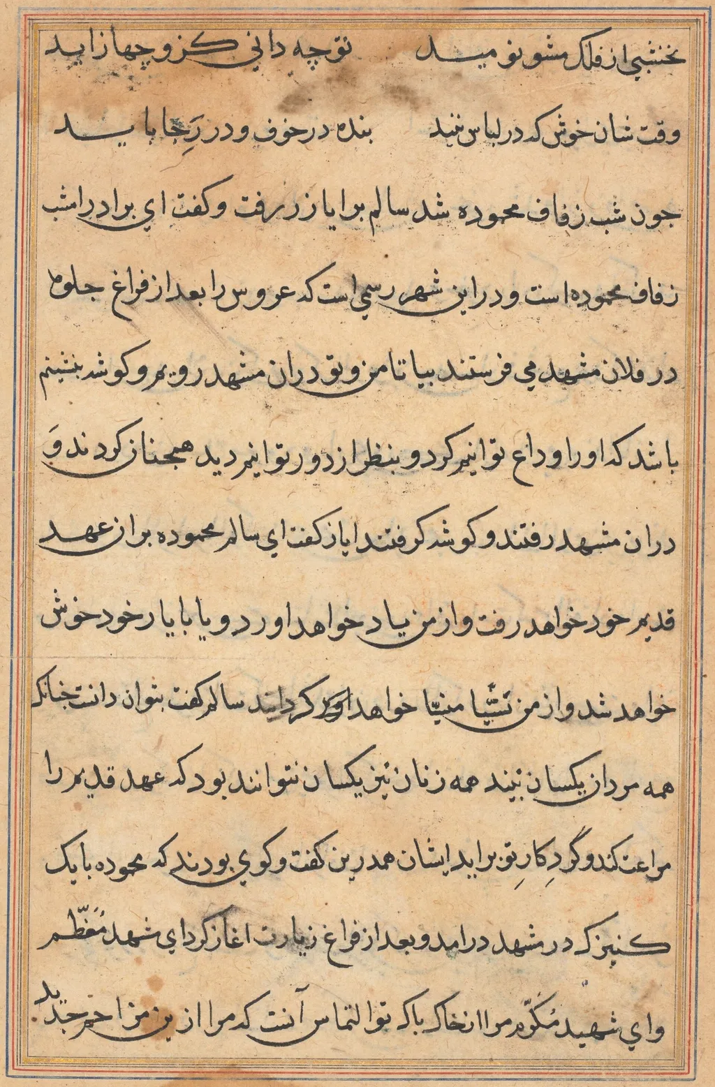 Page from Tales of a Parrot (Tuti-nama): text page, unspecified, 1560