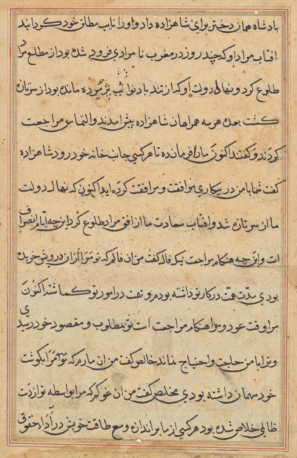 Page from Tales of a Parrot (Tuti-nama): text page, unspecified, 1560