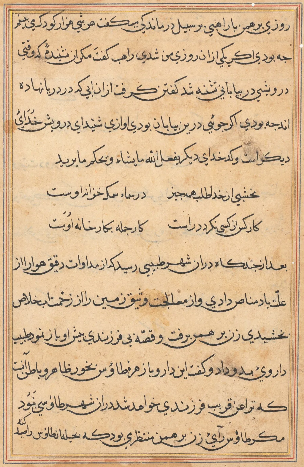 Page from Tales of a Parrot (Tuti-nama): text page, unspecified, 1560