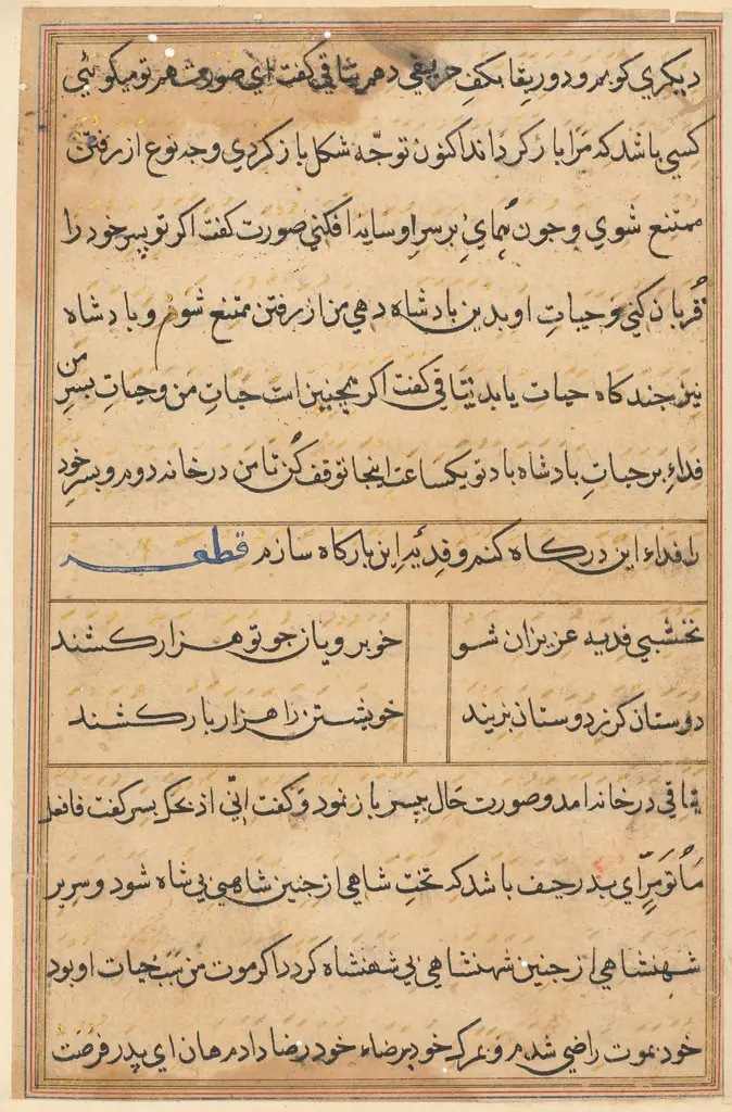 Page from Tales of a Parrot (Tuti-nama): text page
